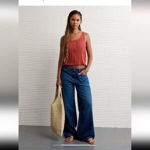 Rusty Pink Pointelle Peplum Sweater Tank